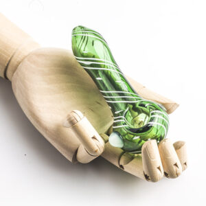 Green Glass Pipe w White Marble  Weed Bowls For Sale  Free NZ Shipping