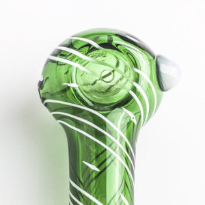 Green Glass Pipe w White Marble  Weed Bowls For Sale  Free NZ Shipping