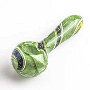 Green Glass Spoon Pipe w Swirl Stripe  Pipes For Sale Free NZ Shipping