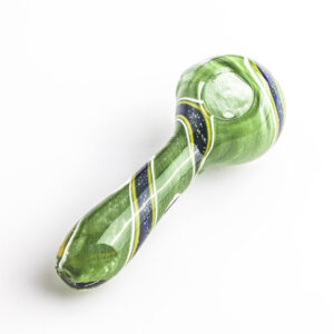 Green Glass Spoon Pipe w Swirl Stripe  Pipes For Sale Free NZ Shipping