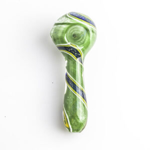 Green Glass Spoon Pipe w Swirl Stripe  Pipes For Sale Free NZ Shipping