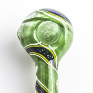Green Glass Spoon Pipe w Swirl Stripe  Pipes For Sale Free NZ Shipping