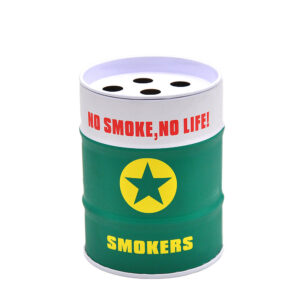 Green Oil Drum Shaped Tin Ashtray  Ashtrays For Sale  Free NZ Shipping
