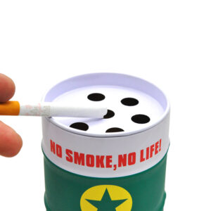 Green Oil Drum Shaped Tin Ashtray  Ashtrays For Sale  Free NZ Shipping