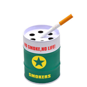 Green Oil Drum Shaped Tin Ashtray  Ashtrays For Sale  Free NZ Shipping