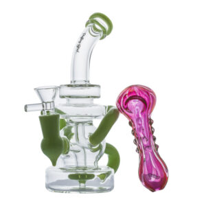 Green Recycler Dab Rig Pink Girly Fumed Glass Pipe Set | Free NZ Shipping