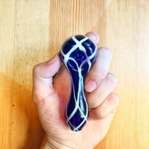 Handmade Blue Glass Spoon Pipe w/ Glow-In-The-Dark Silicone Pipe Set