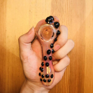 Handmade Glass Pipe Black Marbles Grip | Pipes For Sale |Free NZ Shipping