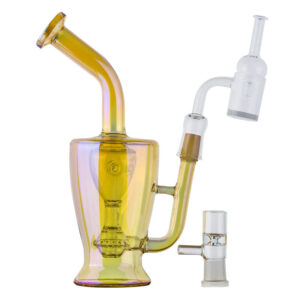 Heady Orange Glass Bong Set w/ Quartz Banger and Carb Cap | For Sale