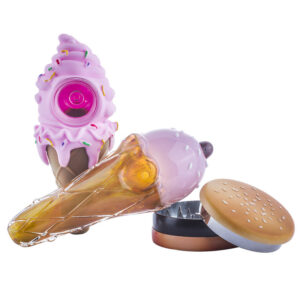 Ice Cream Novelty Pipe w/ Hamburger Herb Grinder Set | Free NZ Shipping