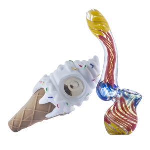Ice Cream Silicone Pipe w/ Spiral Color Sherlock Bubbler/Free NZ Shipping