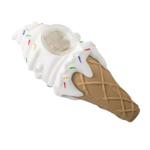 Ice Cream Silicone Pipe w/ Spiral Color Sherlock Bubbler/Free NZ Shipping
