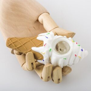Ice Cream Silicone Pipe w/ Spiral Color Sherlock Bubbler/Free NZ Shipping