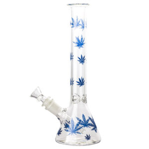 Leaf Print Glass Beaker Bong  Best Smoke Shop Online  Free NZ Shipping