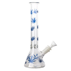 Leaf Print Glass Beaker Bong  Best Smoke Shop Online  Free NZ Shipping