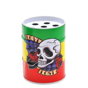 Lost Love Skull Oil Drum Shaped Tin Ashtray For Sale  Free NZ Shipping