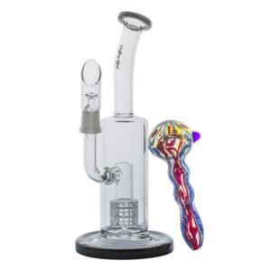 Mini Matrix Perc Dab Rig and Fumed Glass Milli Spoon Pipe Set | SALE
