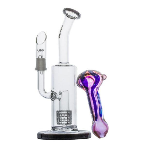 Mini Matrix Perc Dab Rig and Fumed Color Changing Spoon Pipe Set | PB