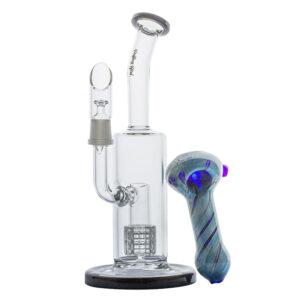 Mini Matrix Perc Dab Rig and Heady Pattern Glass Hand Pipe Set | SALE