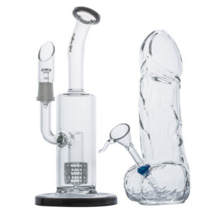 Mini Matrix Perc Dab Rig and Penis Novelty Glass Bong Set | For Sale