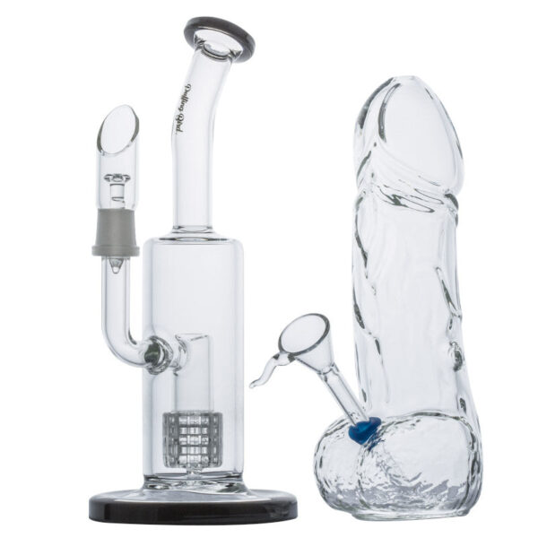 Mini Matrix Perc Dab Rig and Penis Novelty Glass Bong Set | For Sale