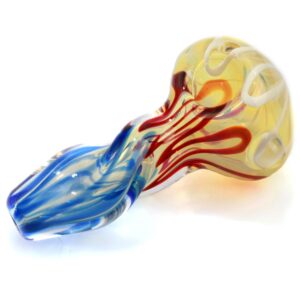 Mini Fumed Glass Skinny Spoon Pipe w/ Swirl Pattern | Free NZ Shipping