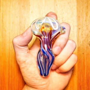 Mini Fumed Glass Skinny Spoon Pipe w/ Swirl Pattern | Free NZ Shipping