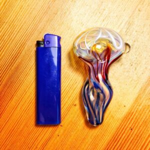Mini Fumed Glass Skinny Spoon Pipe w/ Swirl Pattern | Free NZ Shipping
