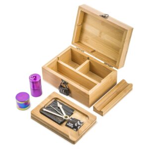 PUFFING BIRD Bamboo Stash Box Kit w/ Combination Lock | Free NZ Shipping