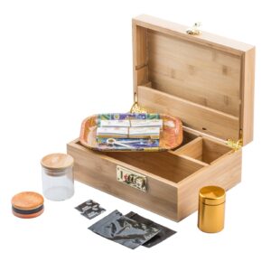 PUFFING BIRD Bamboo Storage Stash Box Combo with Combination Lock | PB