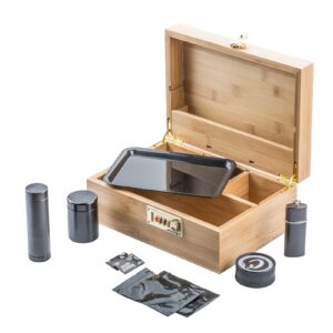 PUFFING BIRD Bamboo Storage Stash Box Combo with Combination Lock | PB