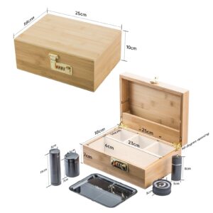 PUFFING BIRD Bamboo Storage Stash Box Combo with Combination Lock | PB