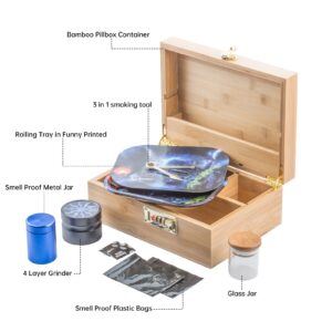 PUFFING BIRD Bamboo Storage Stash Box Combo with Combination Lock | PB