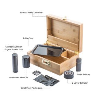 PUFFING BIRD Bamboo Storage Stash Box Combo with Combination Lock | PB