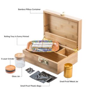 PUFFING BIRD Bamboo Storage Stash Box Combo with Combination Lock | PB