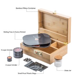 PUFFING BIRD Bamboo Storage Stash Box Combo with Combination Lock | PB