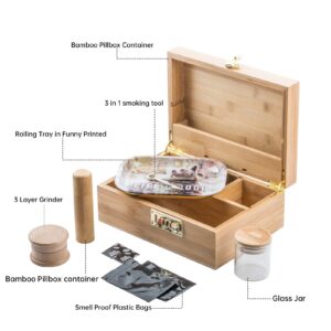 PUFFING BIRD Bamboo Storage Stash Box Combo with Combination Lock | PB