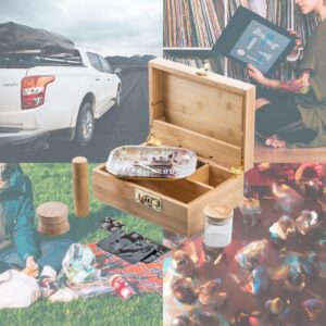 PUFFING BIRD Bamboo Storage Stash Box Combo with Combination Lock | PB