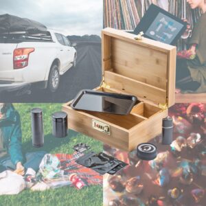 PUFFING BIRD Bamboo Storage Stash Box Combo with Combination Lock | PB