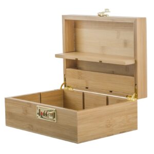 PUFFING BIRD Bamboo Storage Stash Box w/ Combination Lock For Sale