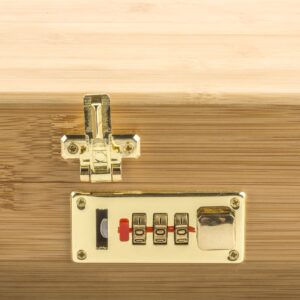 PUFFING BIRD Bamboo Storage Stash Box w/ Combination Lock For Sale