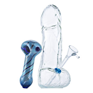 Penis Novelty Bong w/ Heady Pattern Glass Pipe Pack Set | Free NZ Shipping
