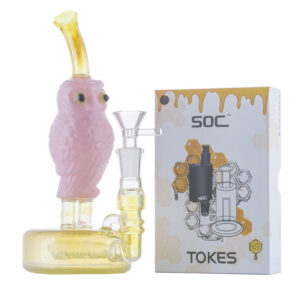 Pink Owl Theme Glass Bong w/ SOC Tokes Vaporizer Set | Free NZ Shipping