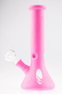 Pink Silicone Bong W/ Leaf Print | Girly Bong For Sale | Free NZ Shipping
