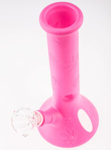 Pink Silicone Bong W/ Leaf Print | Girly Bong For Sale | Free NZ Shipping