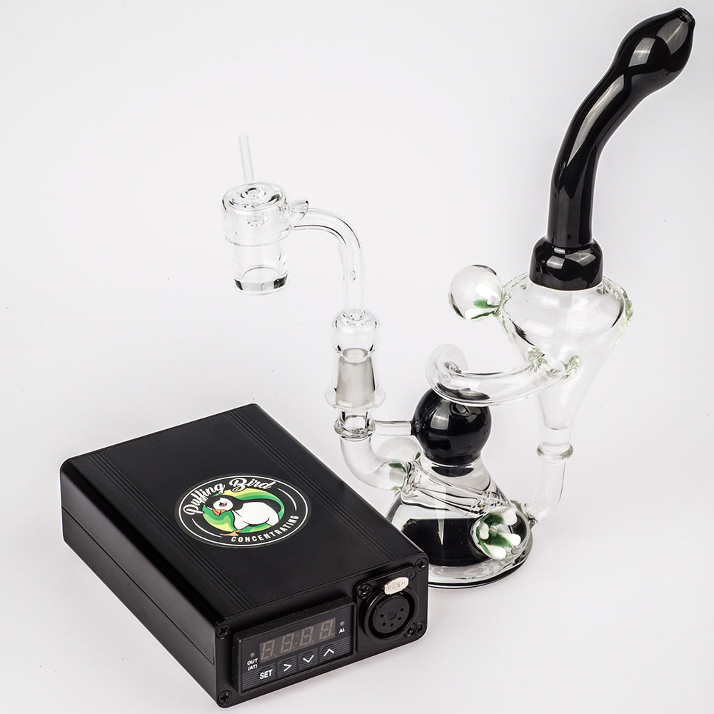 Quartz Enail W/ Flower Pendant Recycler Dab Rig Bundle For Sale