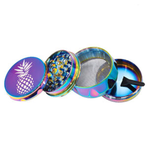 Rainbow Magnetic Lid Zinc Alloy Herb Grinder 4 Piece | Free NZ Shipping