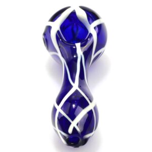 Recycler Showerhead Dab Rig w/ Blue Glass White Stripes Set For Sale
