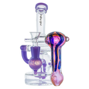 Recycler Showerhead Dab Rig w/ Fumed Purple Weed Pipe Set For Sale
