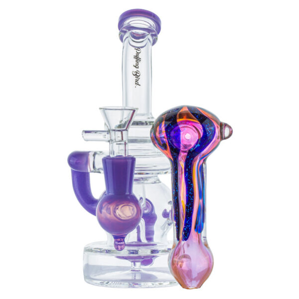 Recycler Showerhead Dab Rig w/ Fumed Purple Weed Pipe Set For Sale